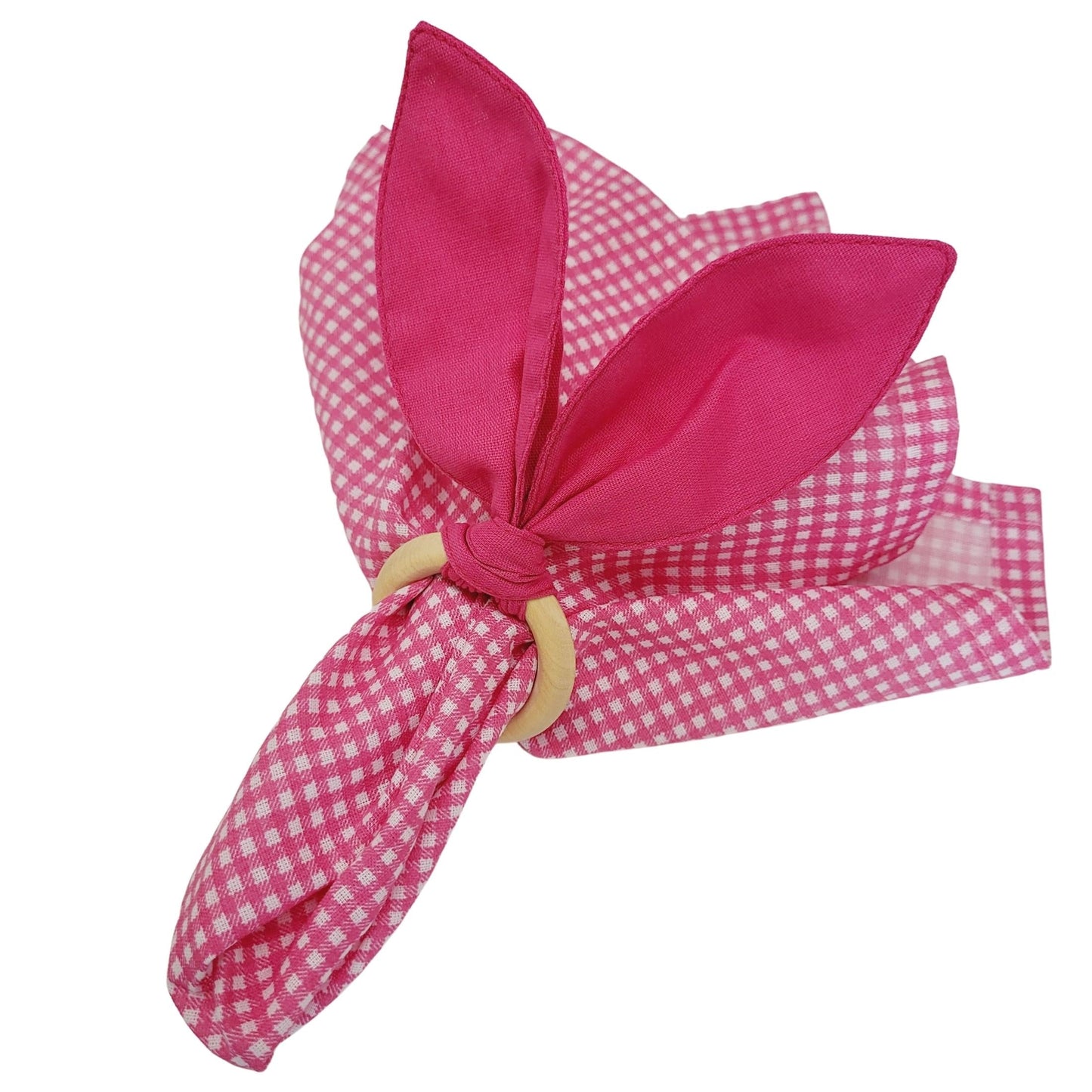 Maison Charlo | Easter Set of 4 Rose Pink Bunny Ears Napkin Rings | Dining Table Decor-1