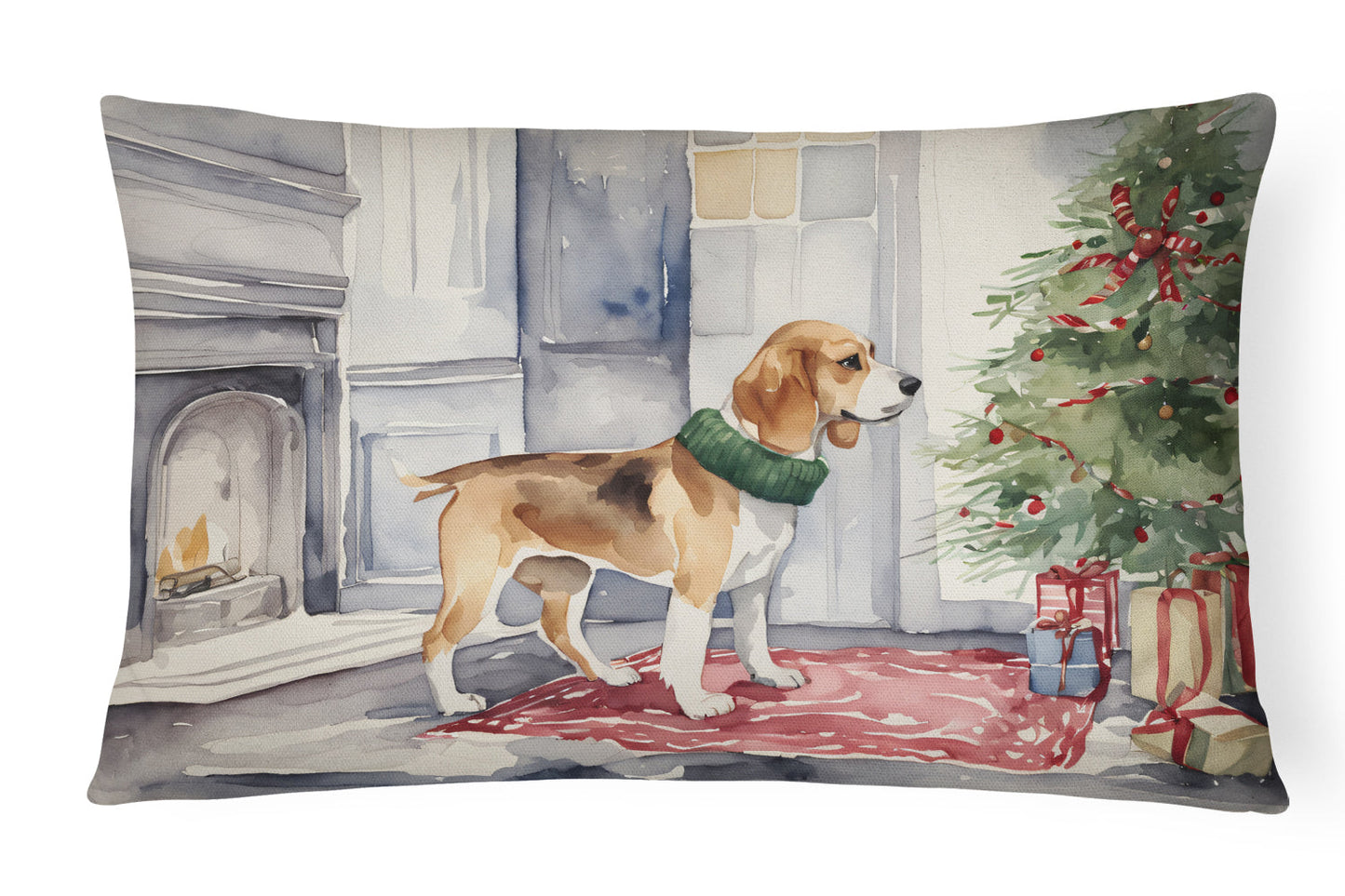 Beagle Christmas Throw Pillow-0