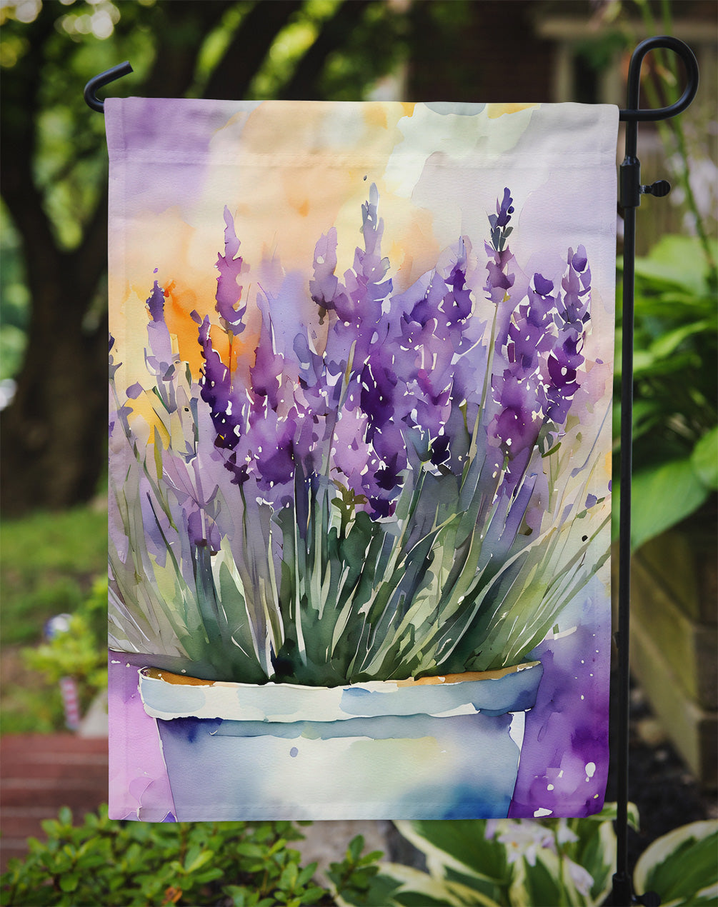 Lavender in Watercolor Garden Flag-2