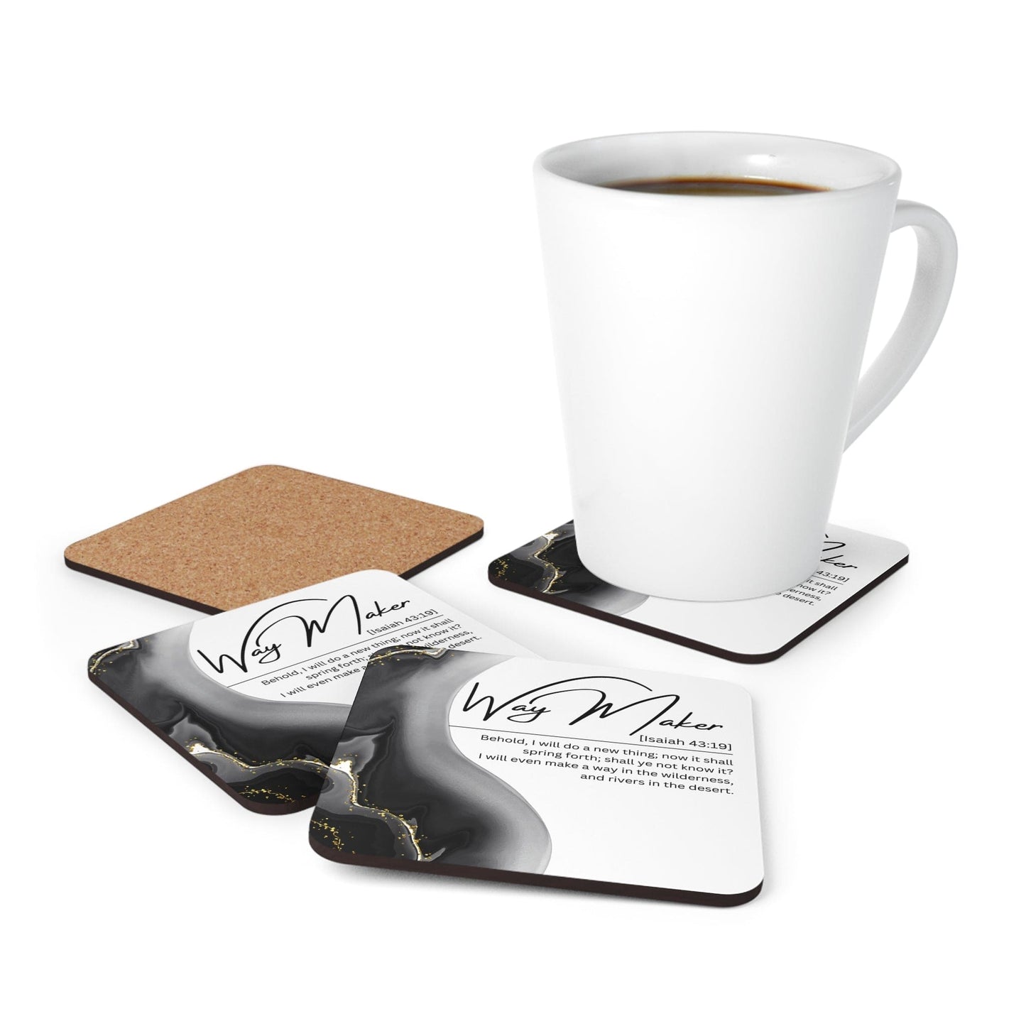 Coaster Set of 4 for Drinks Way Maker Grey Print-4