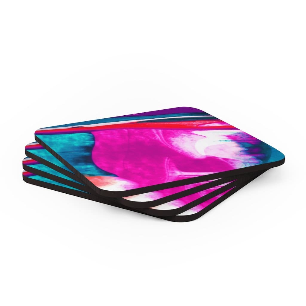 Corkwood Coaster 4 Piece Set - Multicolor Abstract Style Coasters-3