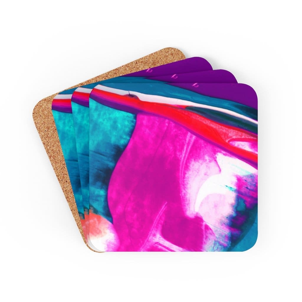 Corkwood Coaster 4 Piece Set - Multicolor Abstract Style Coasters-4