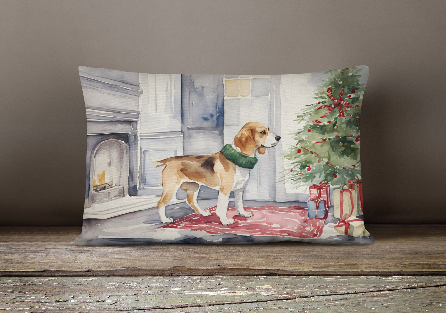Beagle Christmas Throw Pillow-3