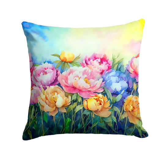 Peonies in Watercolor Throw Pillow-0